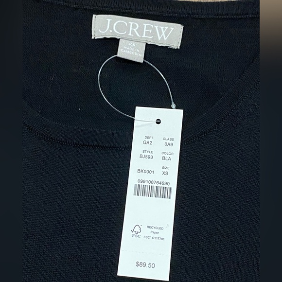 NWT J. Crew Halle Crewneck Black Merino Wool Sweater Size XS - Picture 10 of 13